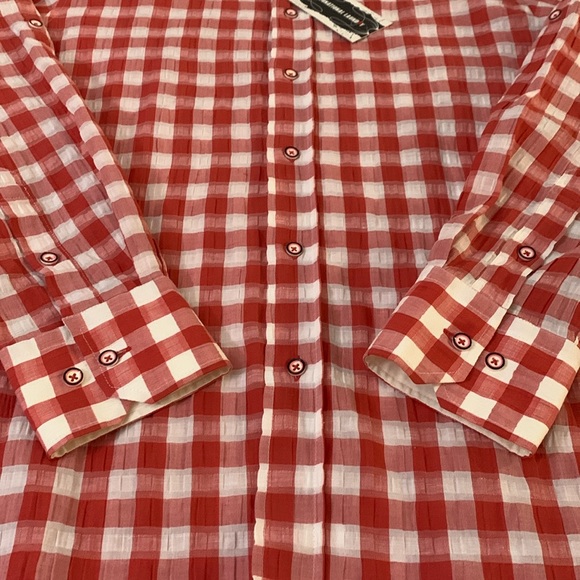 INTERNATIONAL LAUNDRY Button Down Plaid Shirt, Linen-Cotton, Sz. L/NWT - Picture 6 of 17